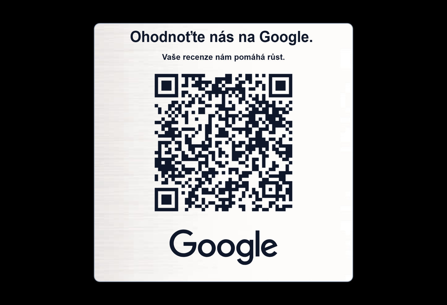 QR cedulka pro Google recenze | Gravírovaná tabulka s QR kódem