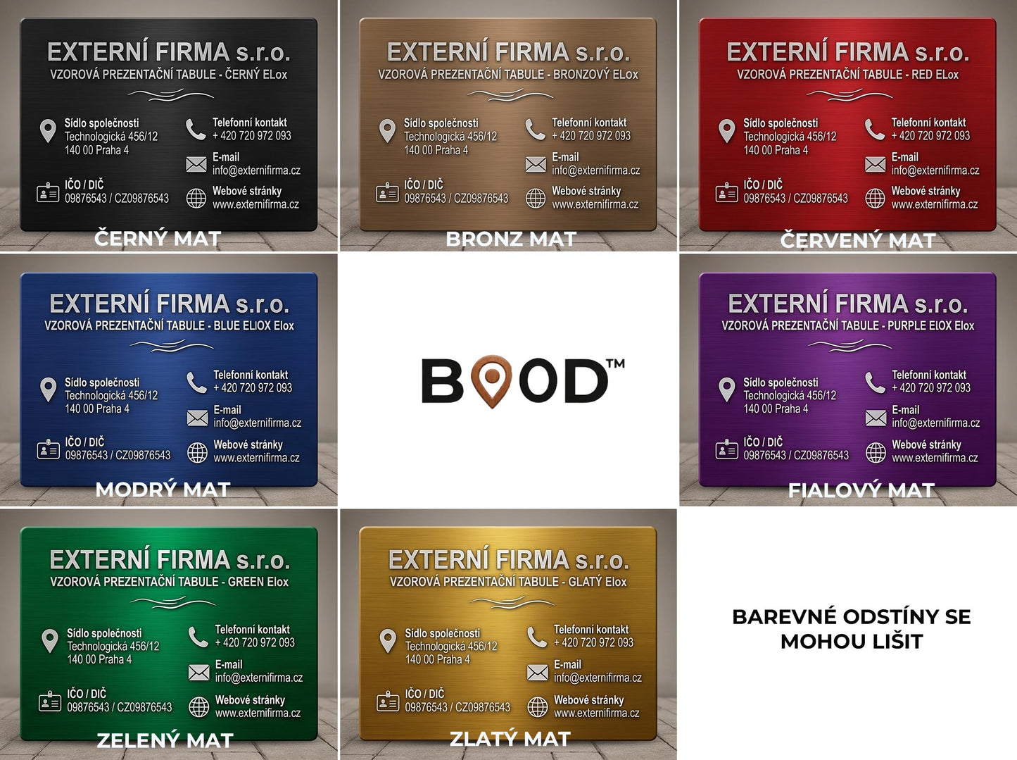 Prémiová firemní cedule z barevného eloxovaného hliníku (včetně grafiky a úprav)