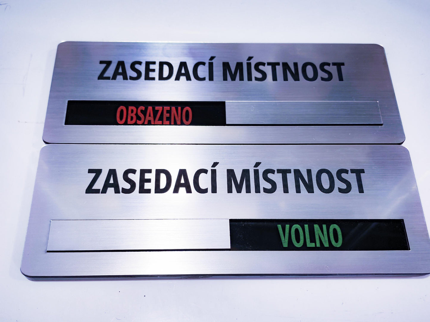 Prémiová posuvná cedulka na dveře OBSAZENO / VOLNO