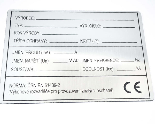 Typový štítek na průmyslový rozvaděč (dle ČSN EN 61439-2)
