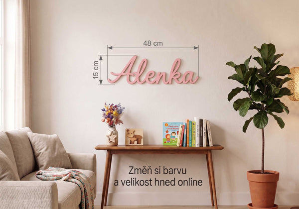 Dřevěné jméno holka barevné - na přání, změna online 48 x 15cm