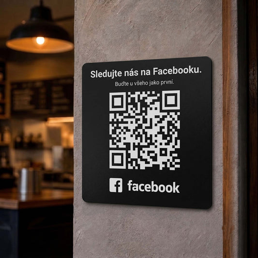 QR cedulka pro Facebook | Gravírovaná tabulka s QR kódem