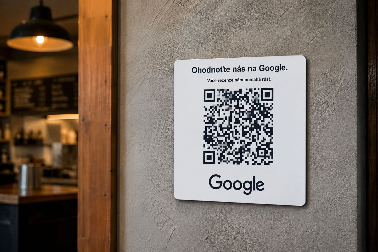 QR cedulka pro Google recenze | Gravírovaná tabulka s QR kódem