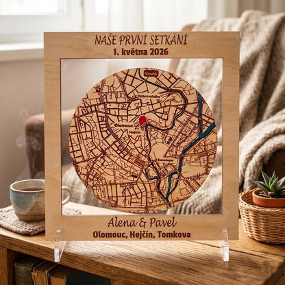 3D Dřevěná mapa vzpomínek na míru: Váš příběh ve dřevě