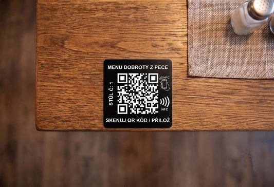 Anti-metal NFC a QR menu štítek na stůl | Restaurace