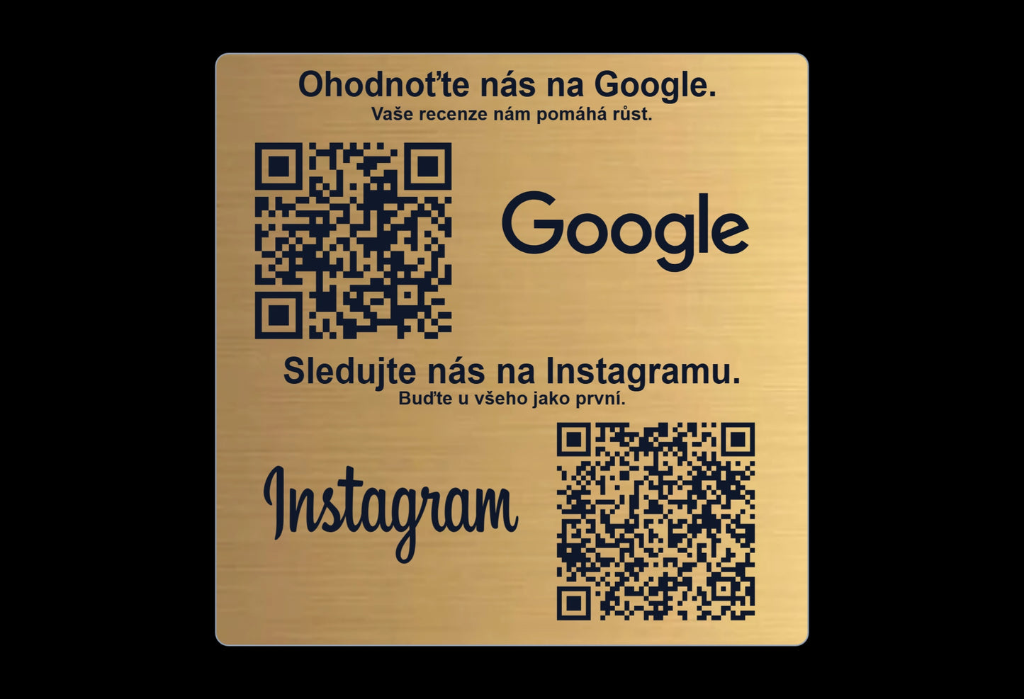 Gravírovaná QR cedulka Google + Instagram
