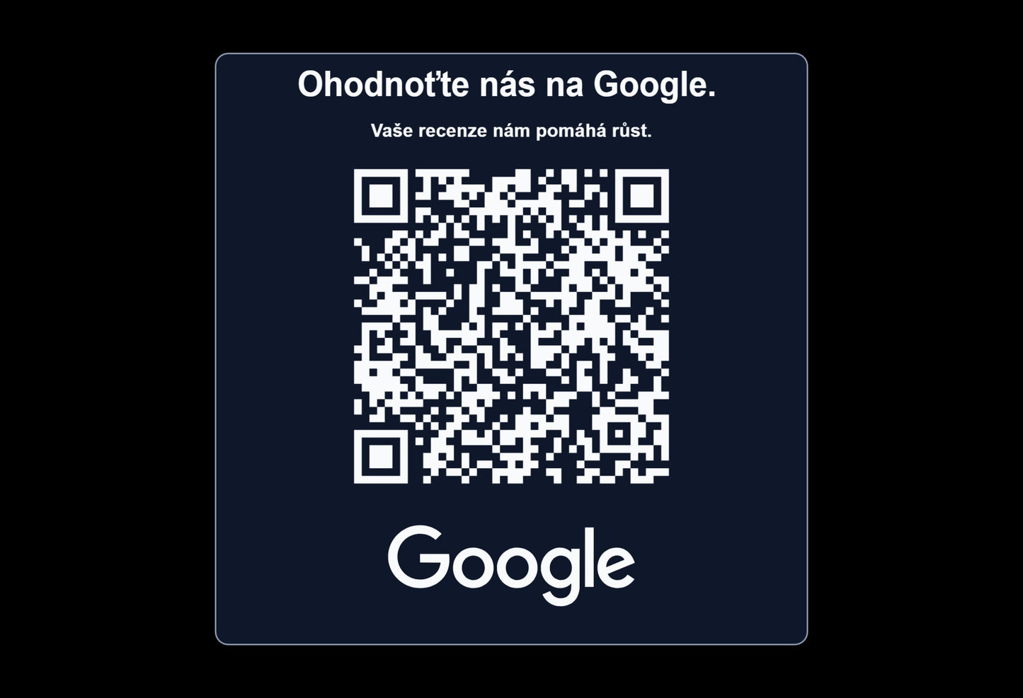 QR cedulka pro Google recenze | Gravírovaná tabulka s QR kódem
