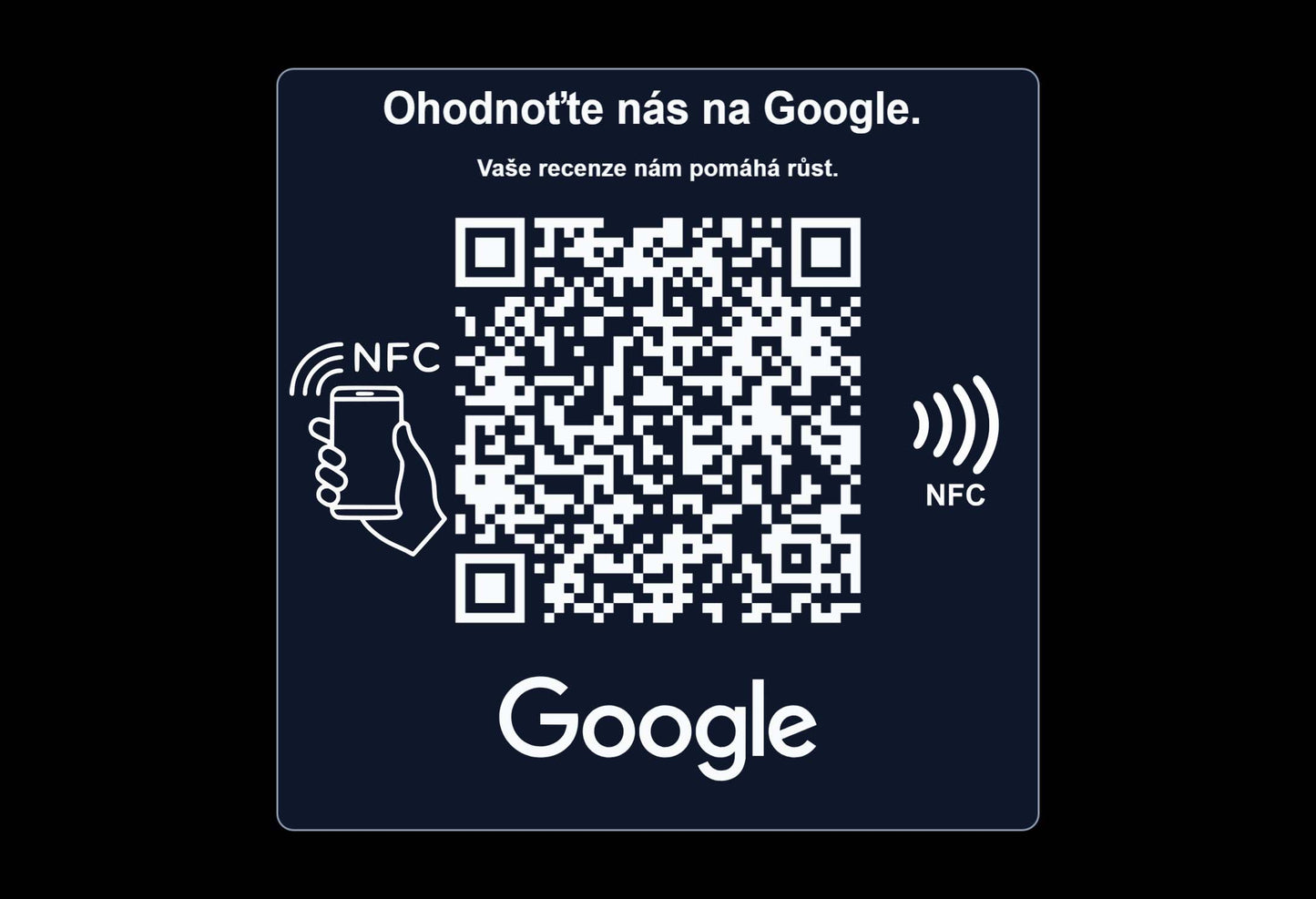 NFC + QR cedulka pro Google recenze | Anti-Metal NFC