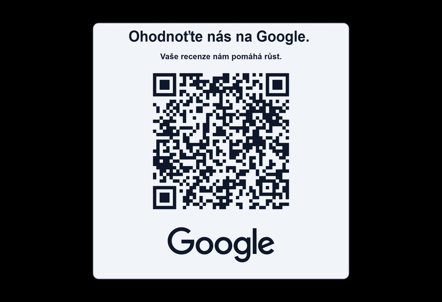 QR cedulka pro Google recenze | Gravírovaná tabulka s QR kódem