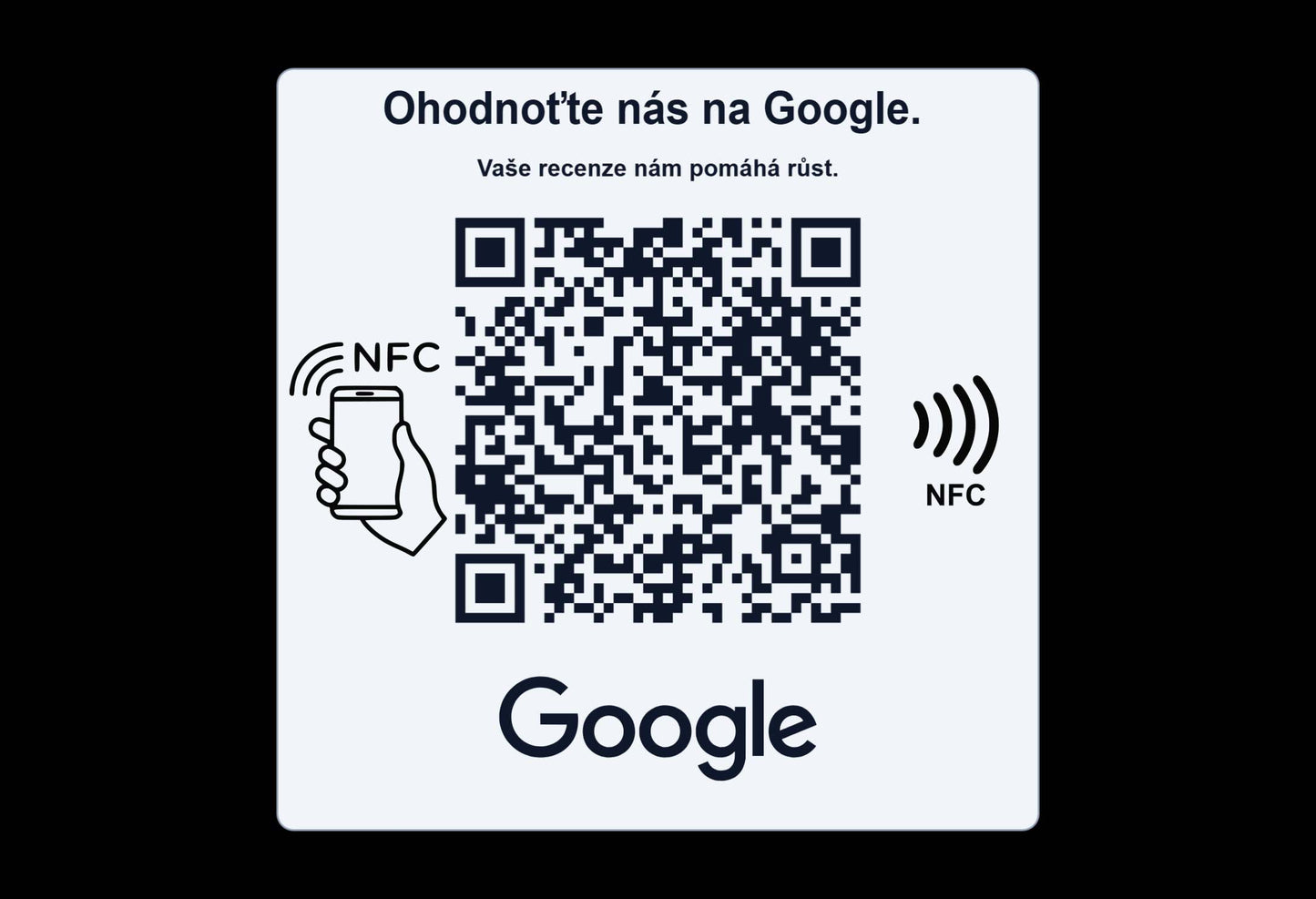 NFC + QR cedulka pro Google recenze | Anti-Metal NFC