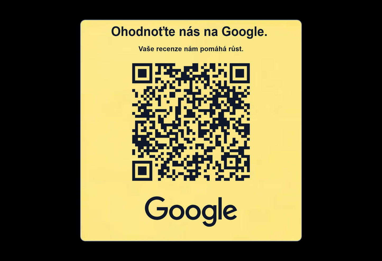 QR cedulka pro Google recenze | Gravírovaná tabulka s QR kódem