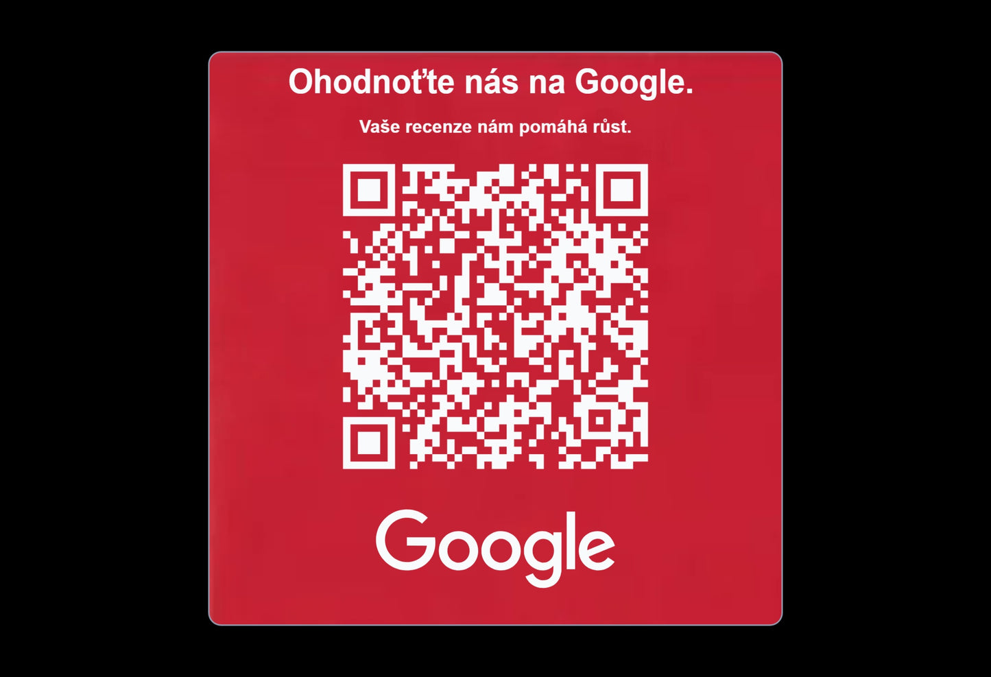 QR cedulka pro Google recenze | Gravírovaná tabulka s QR kódem