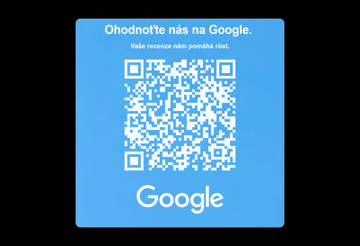 QR cedulka pro Google recenze | Gravírovaná tabulka s QR kódem