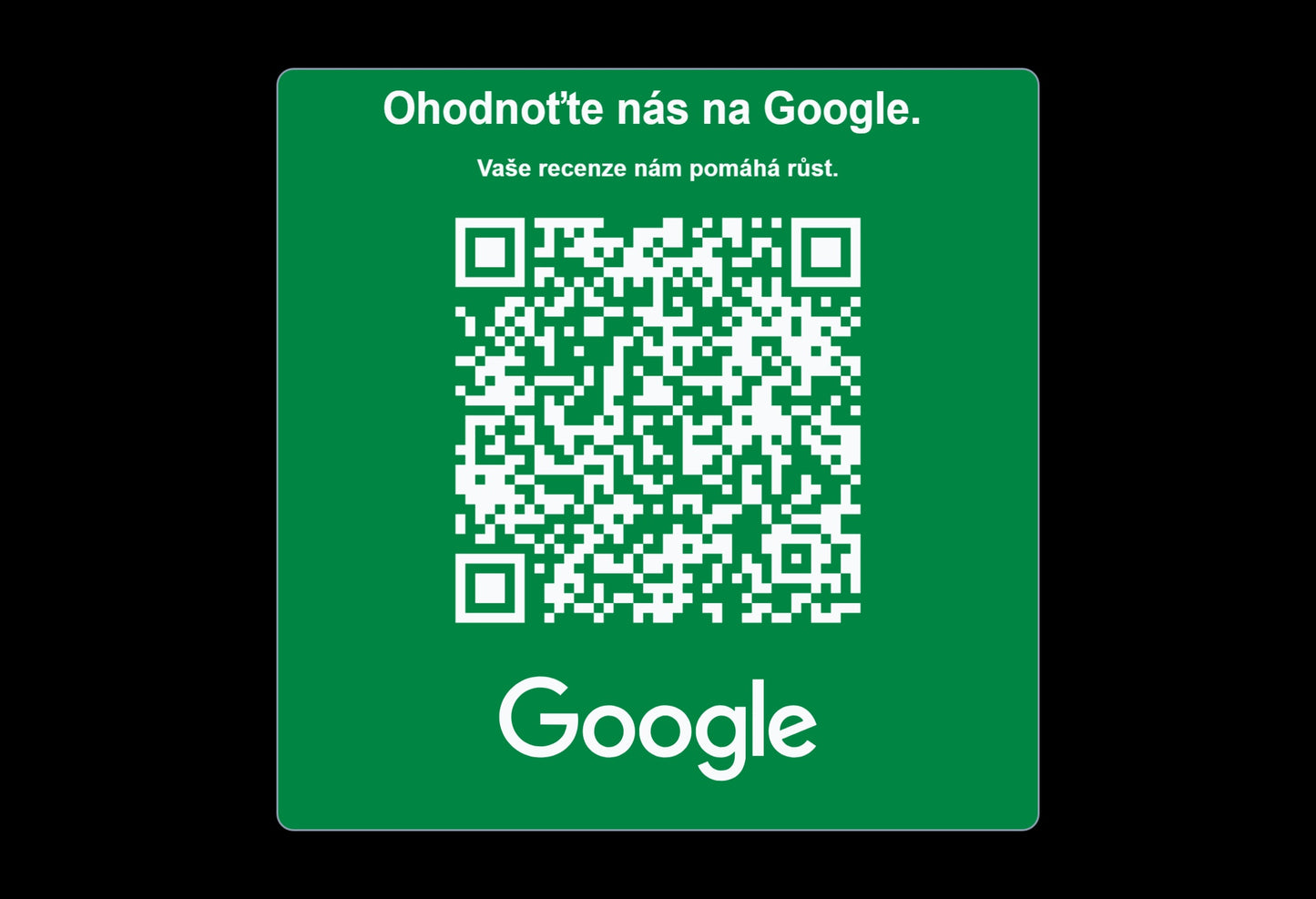 QR cedulka pro Google recenze | Gravírovaná tabulka s QR kódem