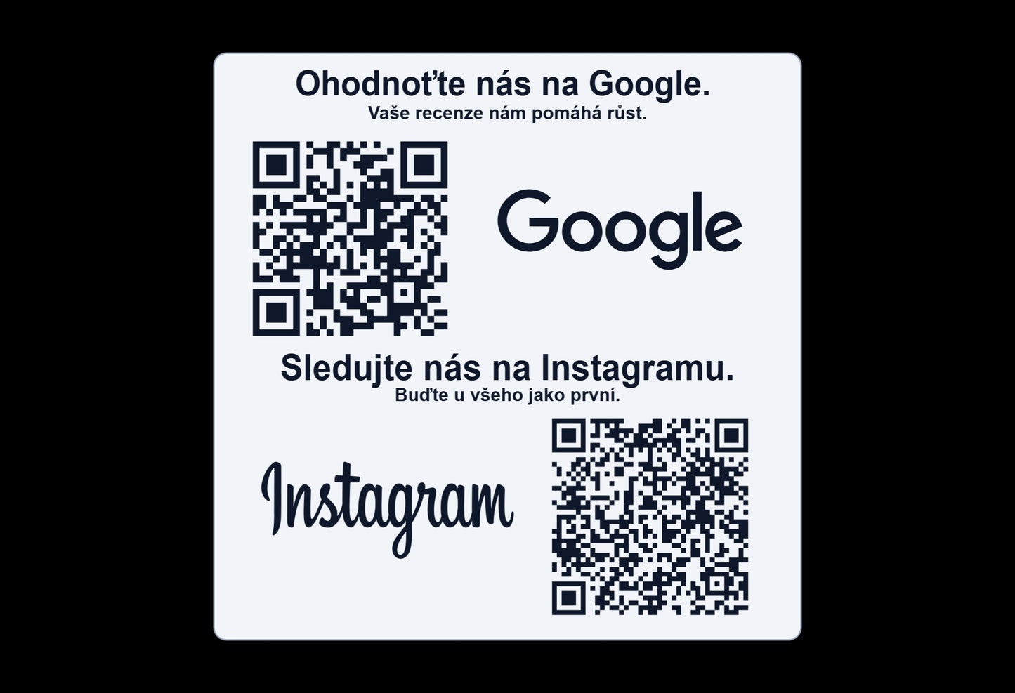 Gravírovaná QR cedulka Google + Instagram