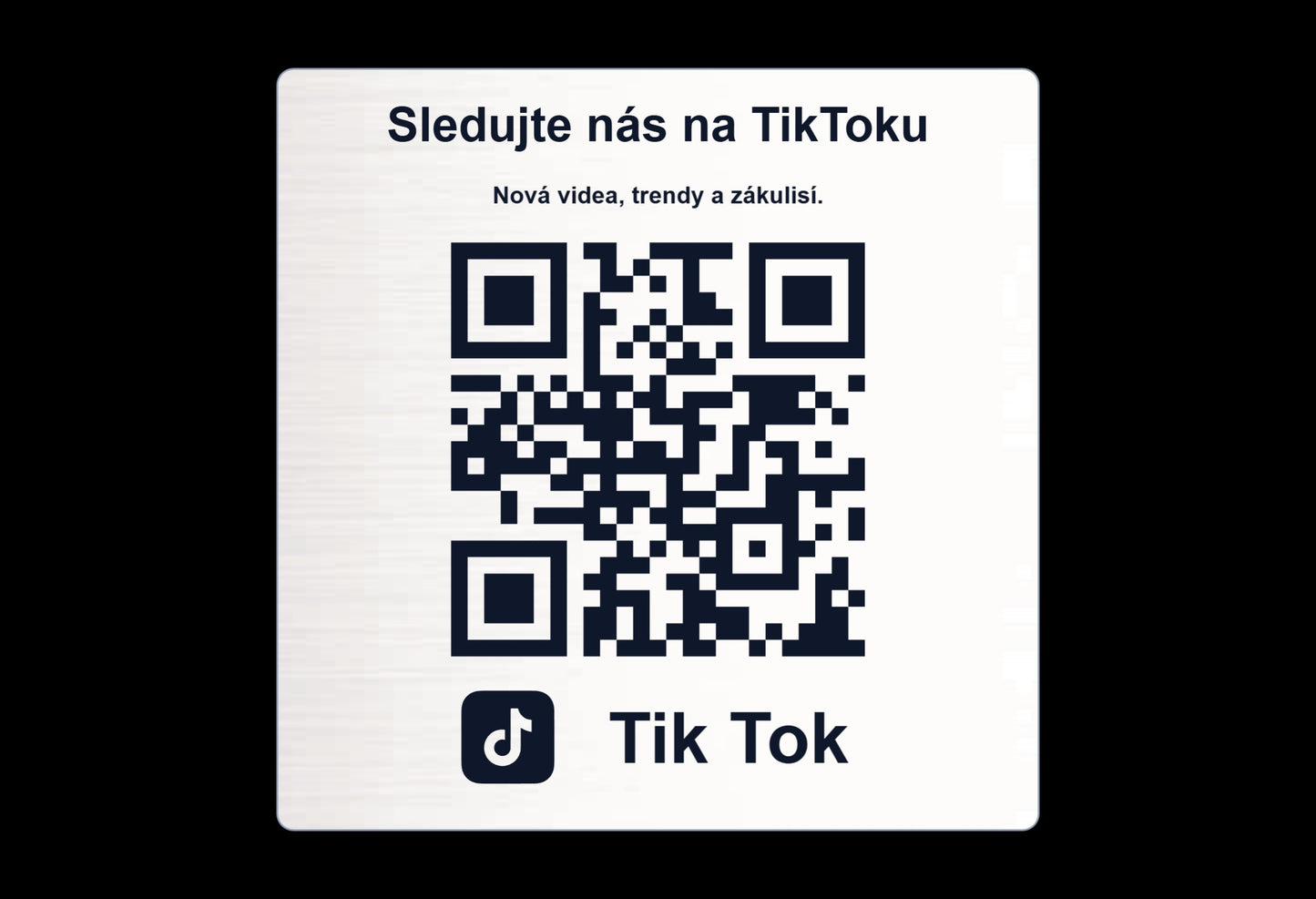 QR cedulka pro TikTok | Gravírovaná tabulka s QR kódem