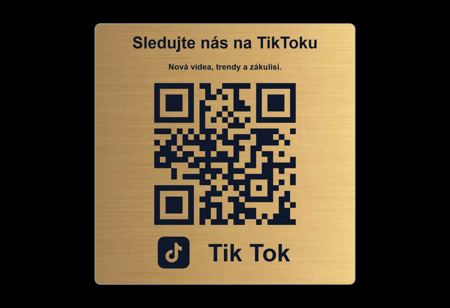 QR cedulka pro TikTok | Gravírovaná tabulka s QR kódem