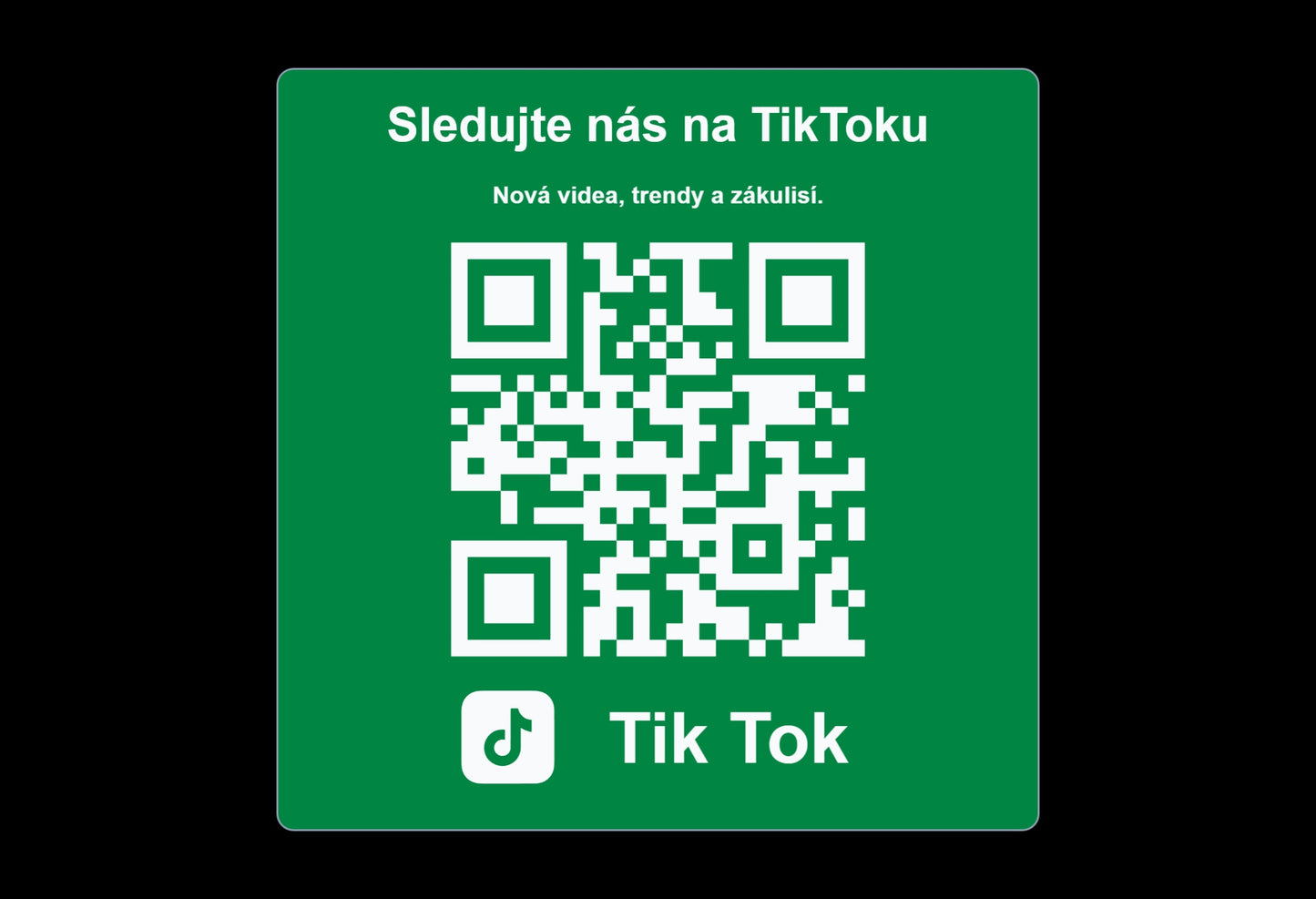 QR cedulka pro TikTok | Gravírovaná tabulka s QR kódem