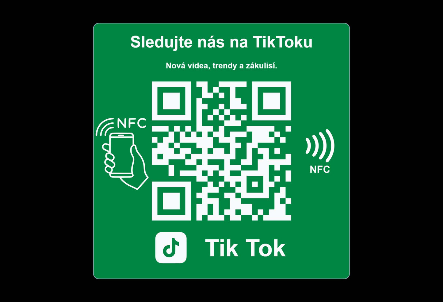 NFC + QR cedulka pro TikTok | Anti-Metal NFC