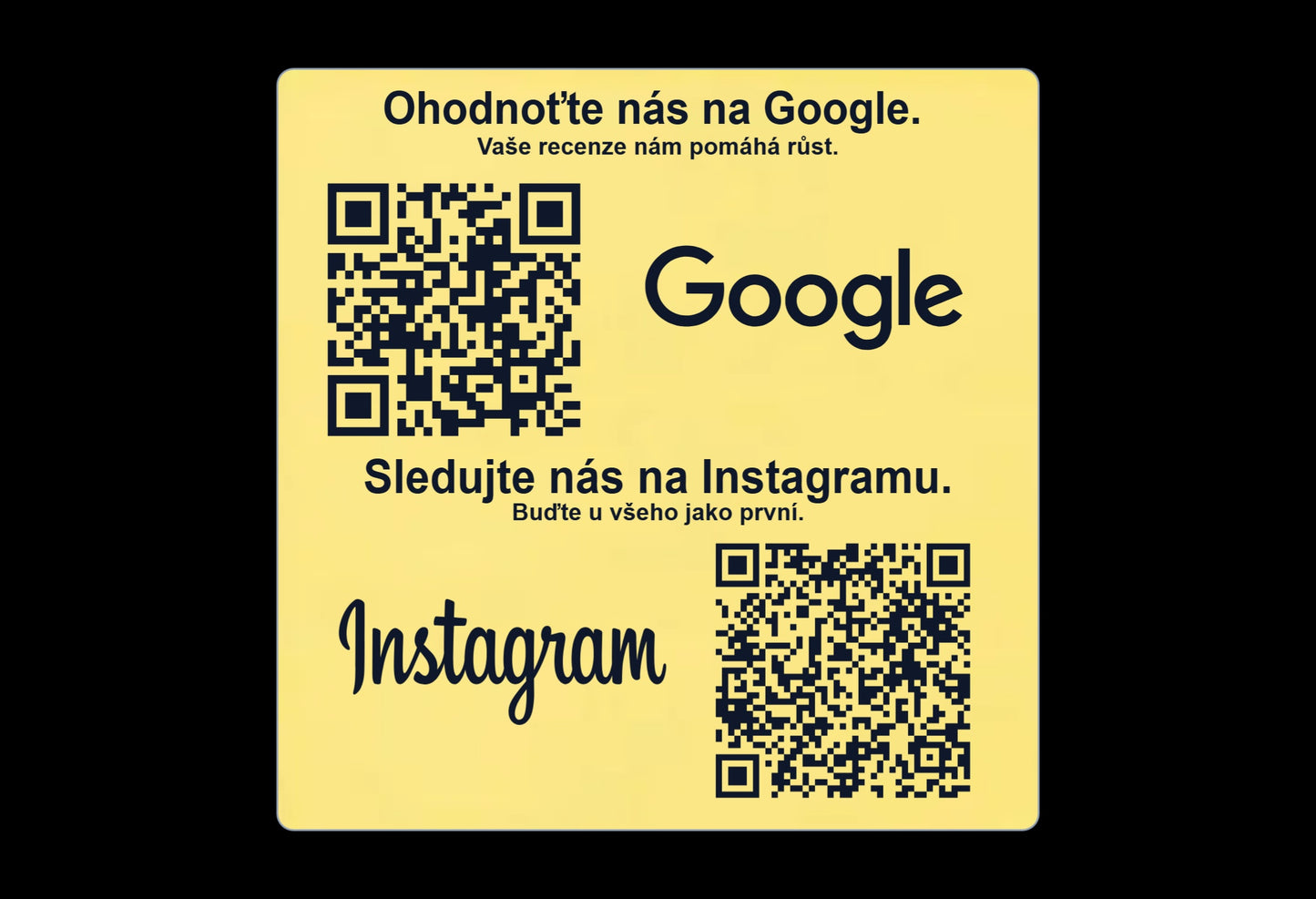 Gravírovaná QR cedulka Google + Instagram