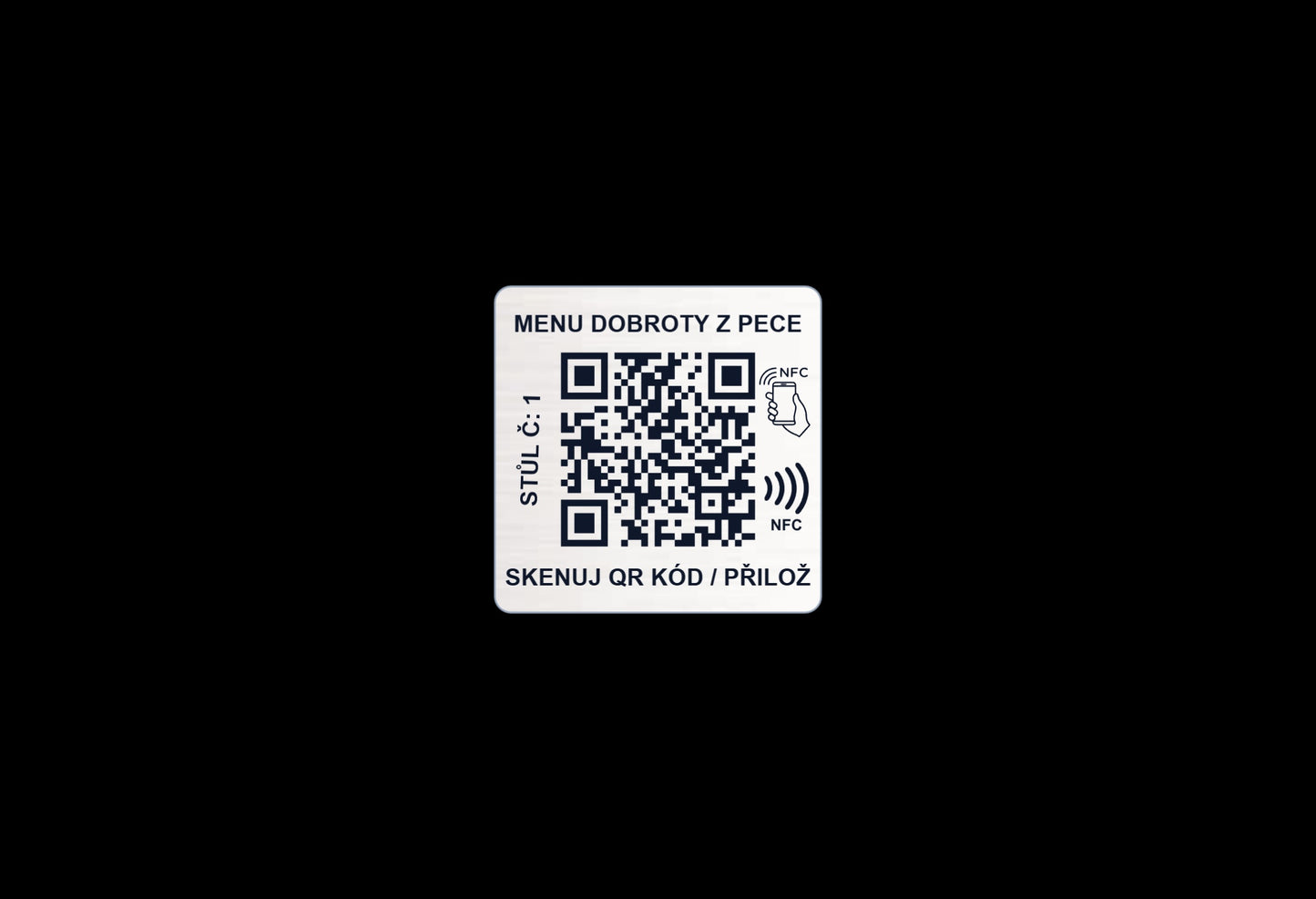 Anti-metal NFC a QR menu štítek na stůl | Restaurace