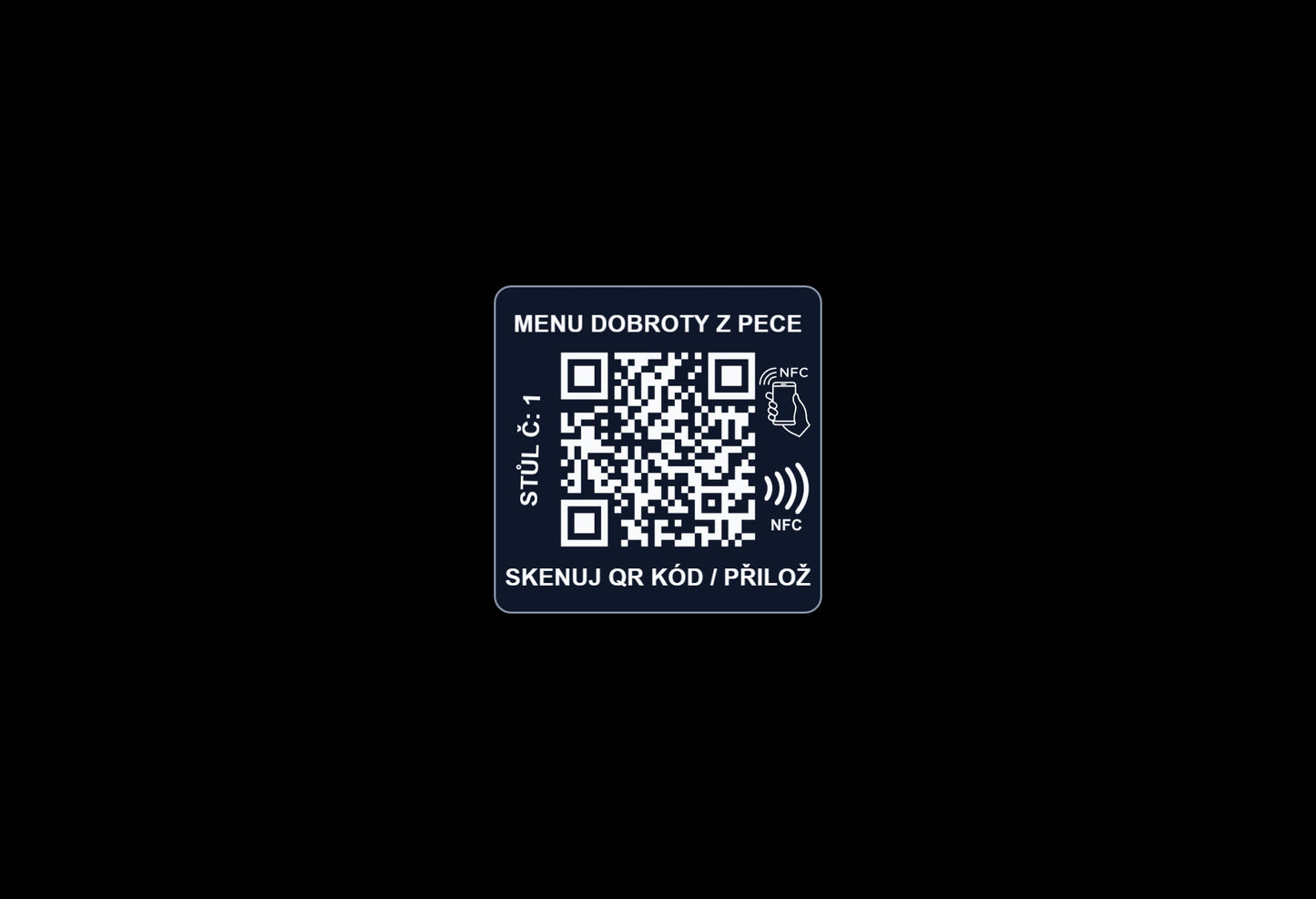 Anti-metal NFC a QR menu štítek na stůl | Restaurace