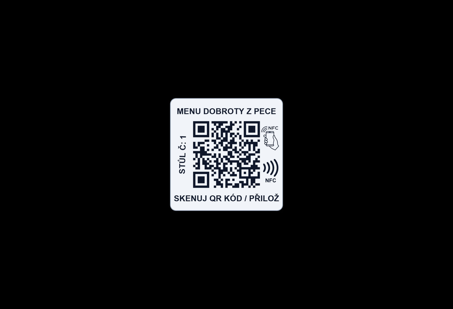 Anti-metal NFC a QR menu štítek na stůl | Restaurace