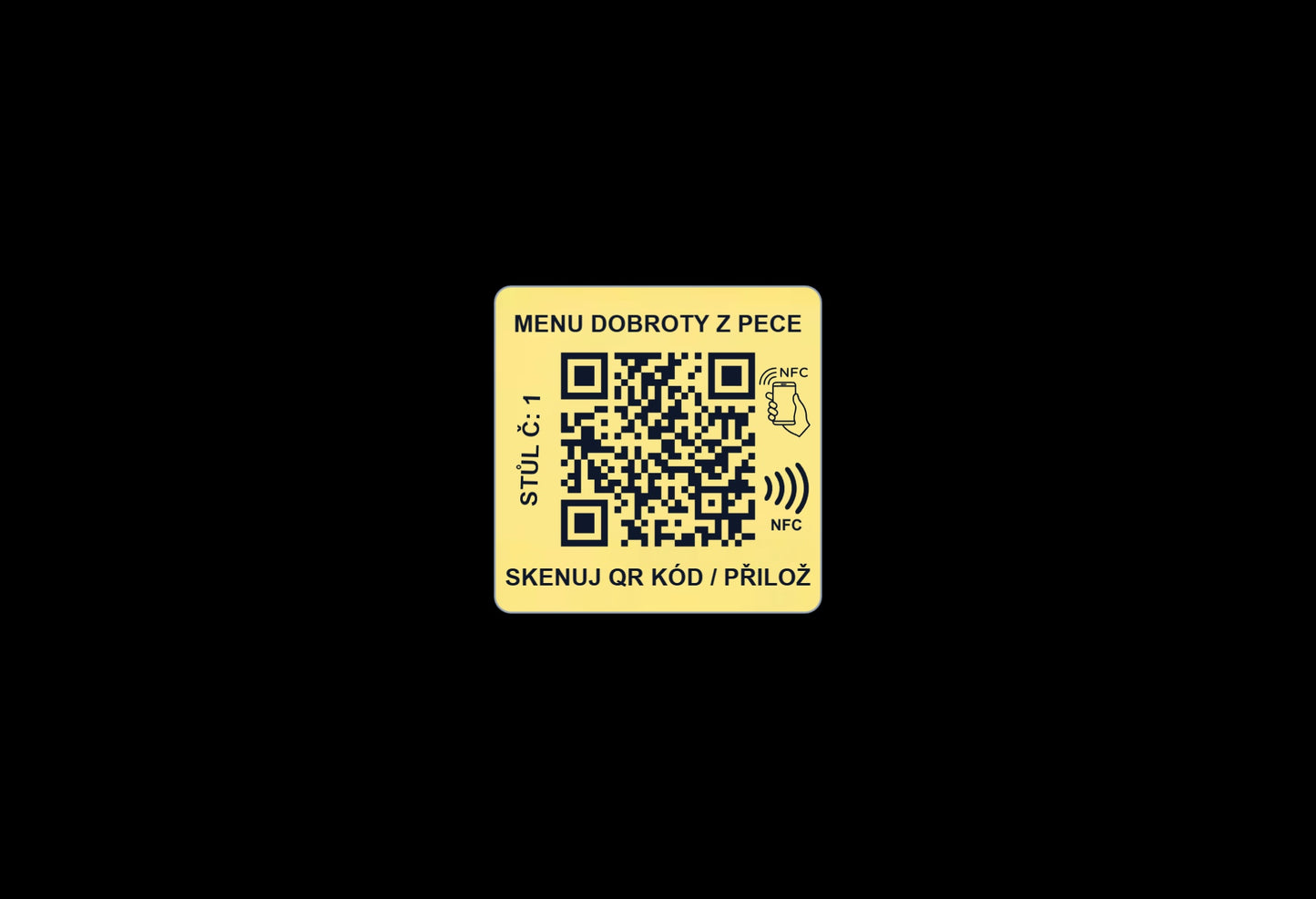 Anti-metal NFC a QR menu štítek na stůl | Restaurace
