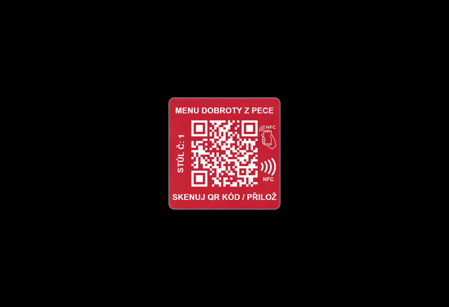 Anti-metal NFC a QR menu štítek na stůl | Restaurace