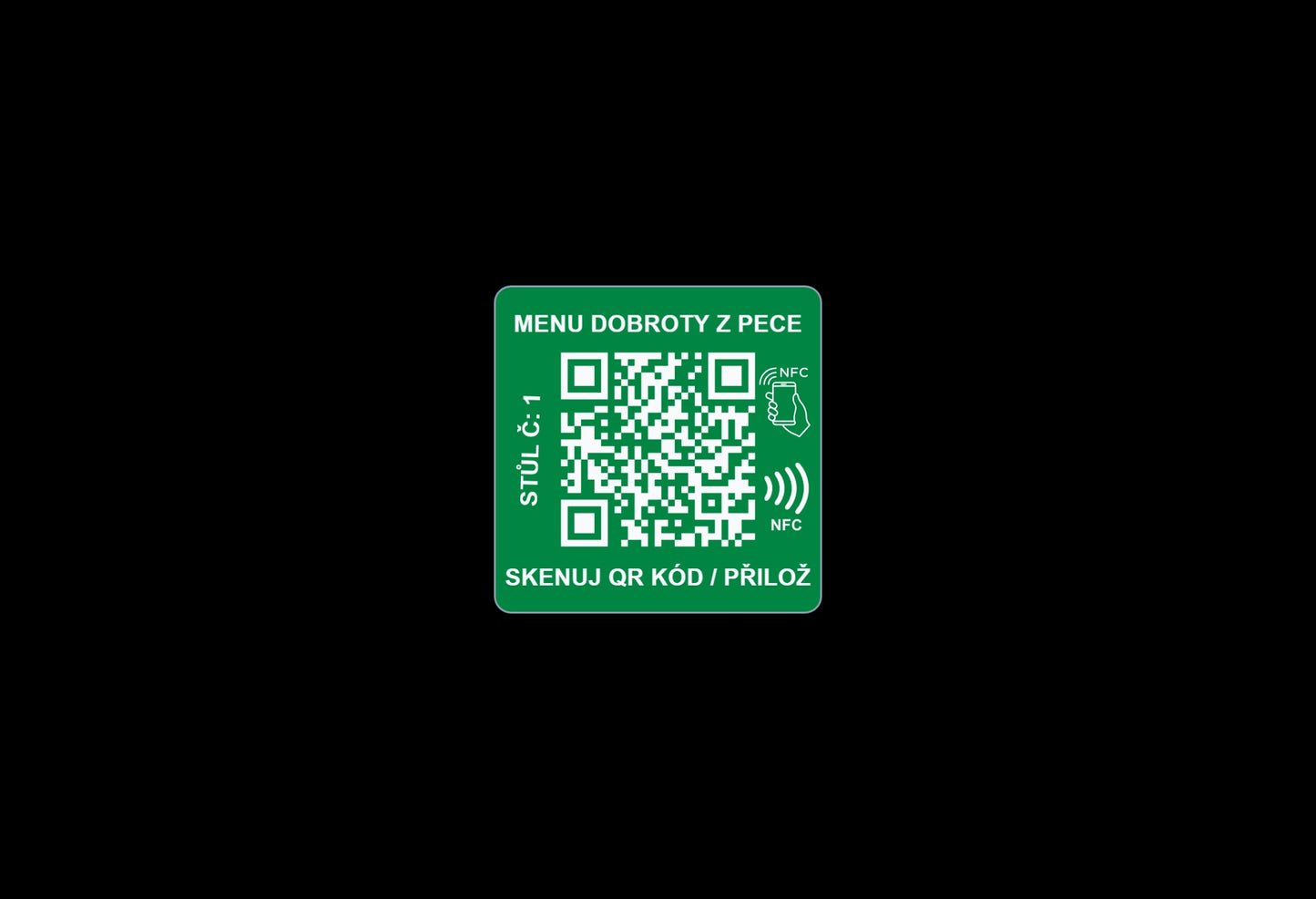 Anti-metal NFC a QR menu štítek na stůl | Restaurace