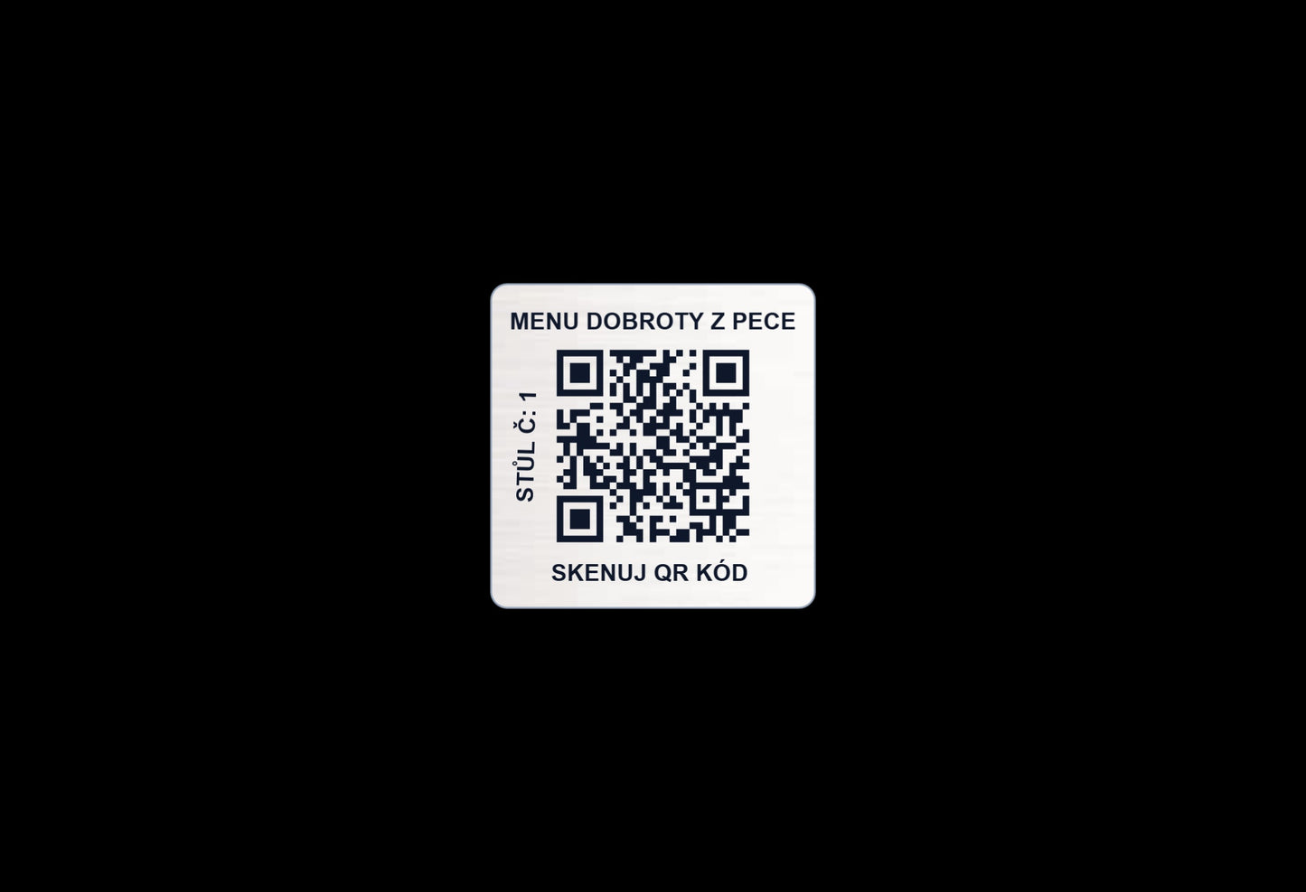 QR Menu štítek na stůl – UV stabilní, samolepící, pro restaurace a gastro