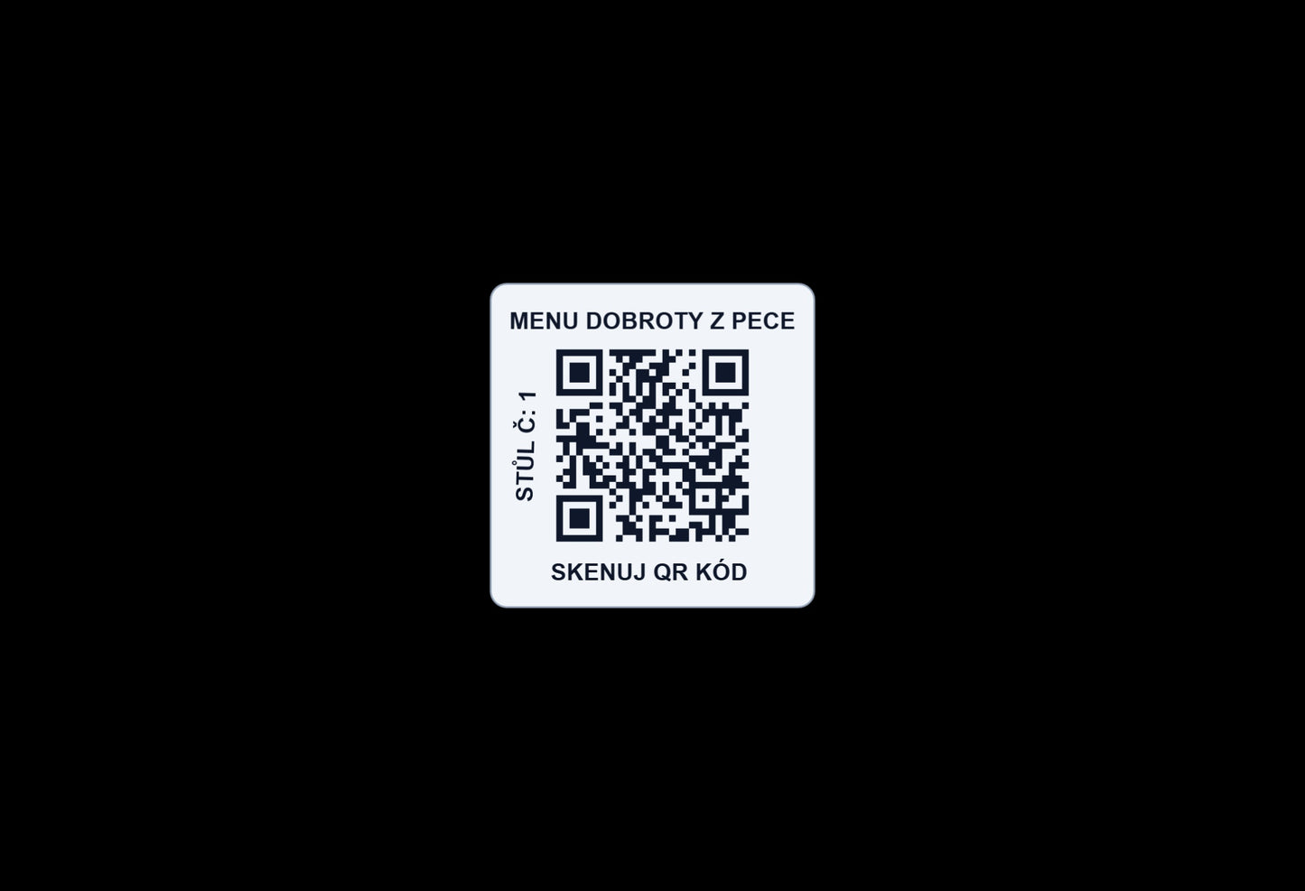 QR Menu štítek na stůl – UV stabilní, samolepící, pro restaurace a gastro