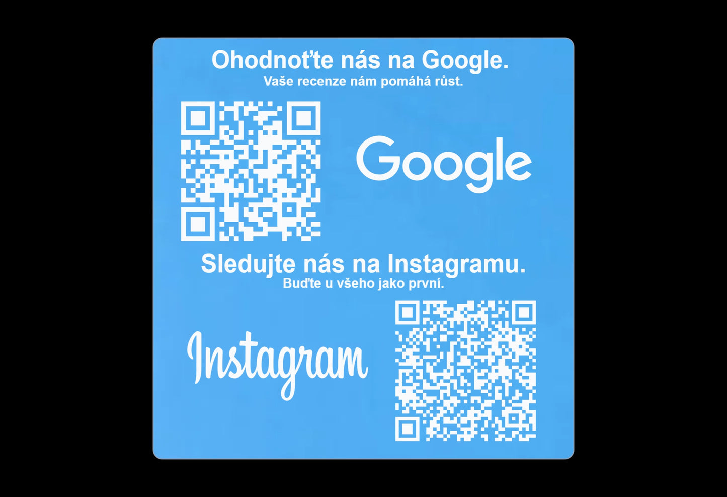 Gravírovaná QR cedulka Google + Instagram
