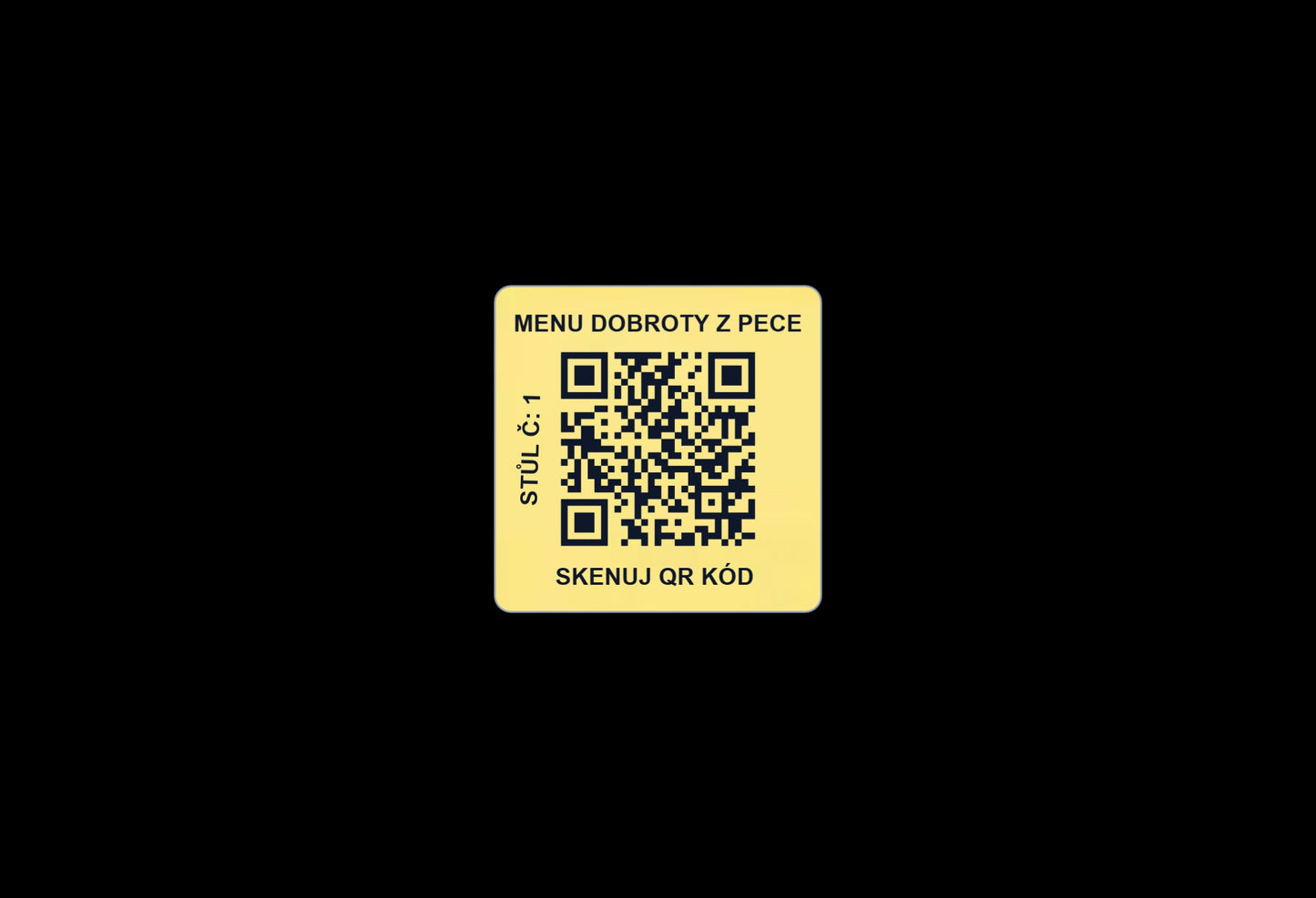 QR Menu štítek na stůl – UV stabilní, samolepící, pro restaurace a gastro