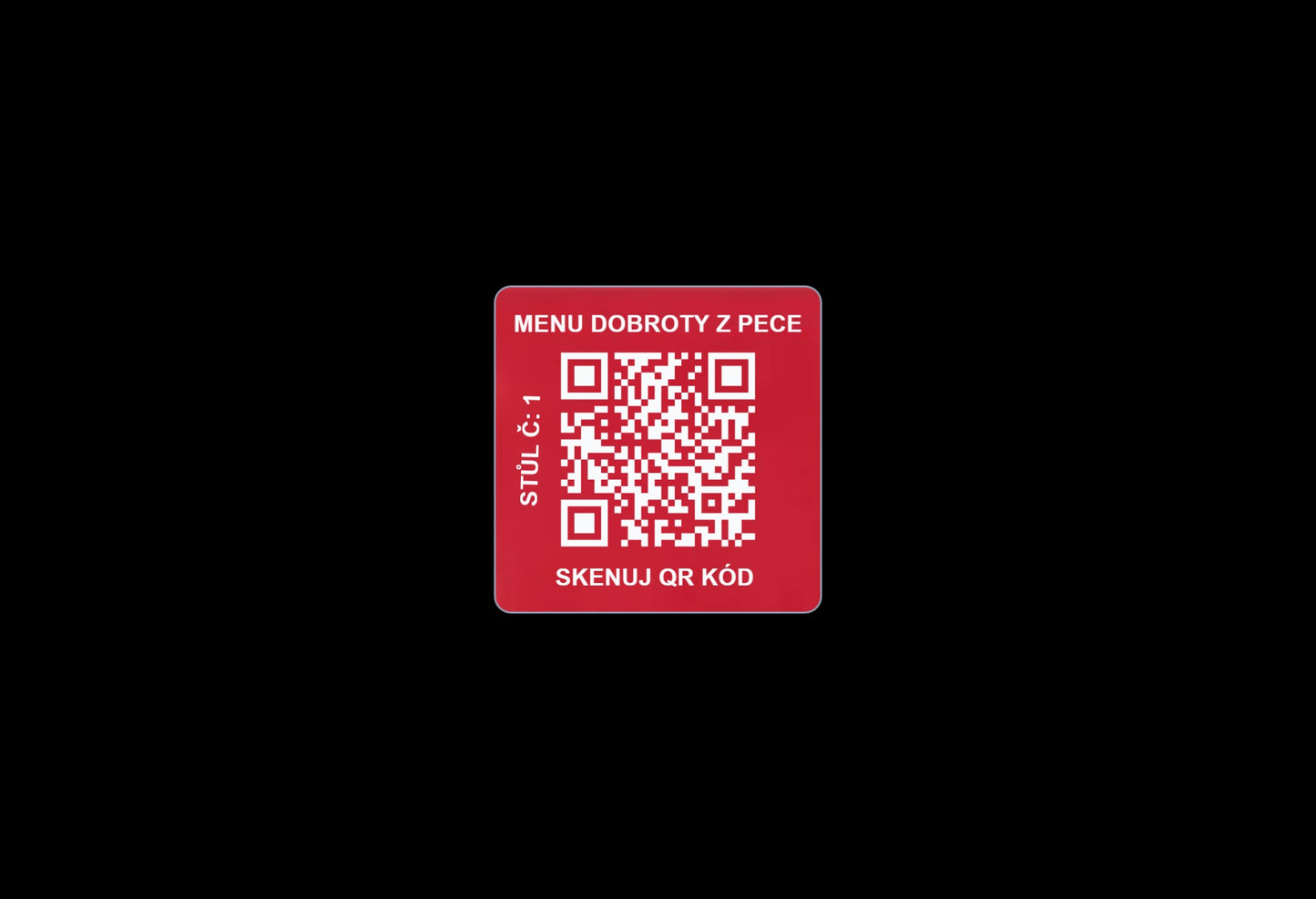 QR Menu štítek na stůl – UV stabilní, samolepící, pro restaurace a gastro