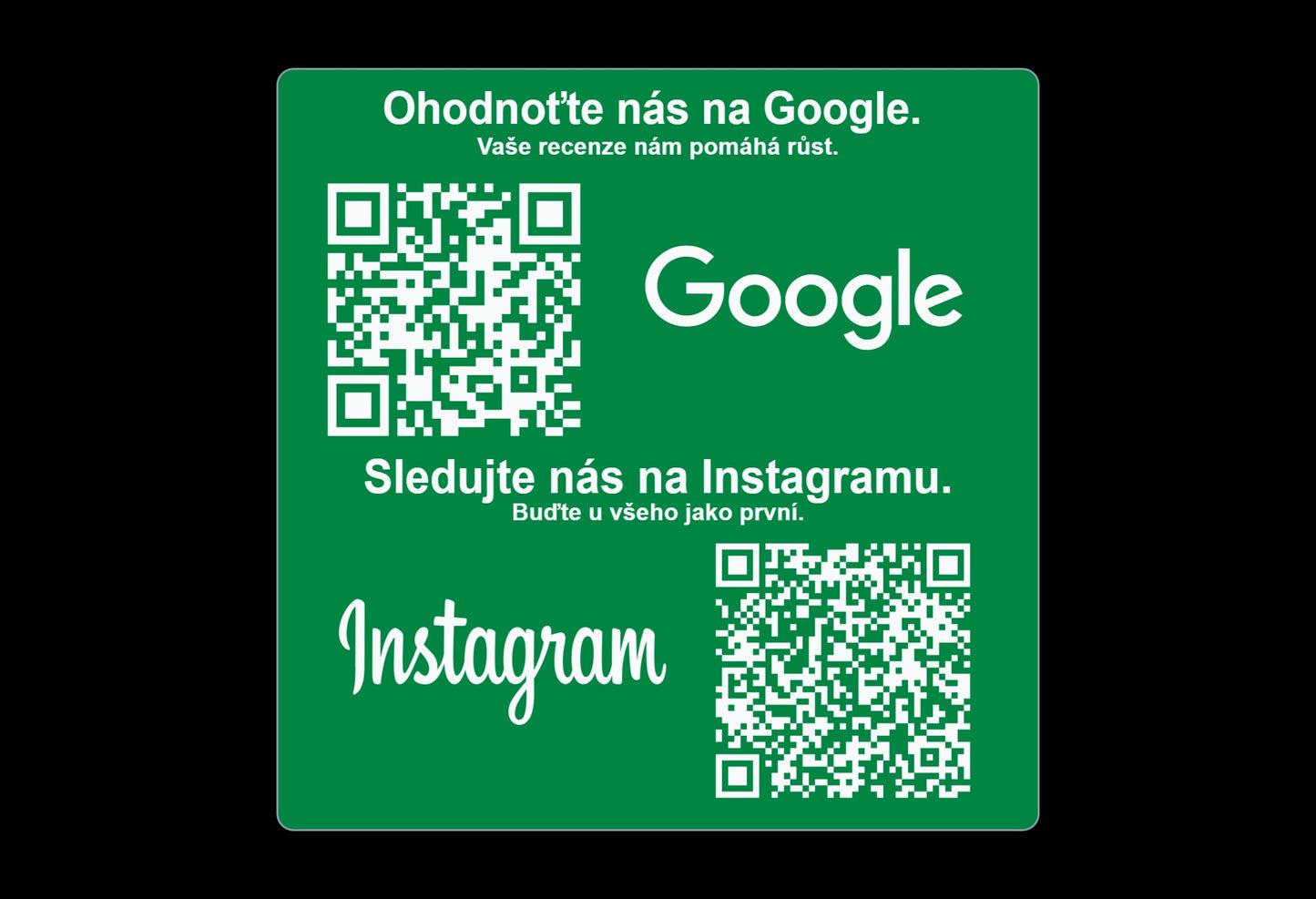 Gravírovaná QR cedulka Google + Instagram
