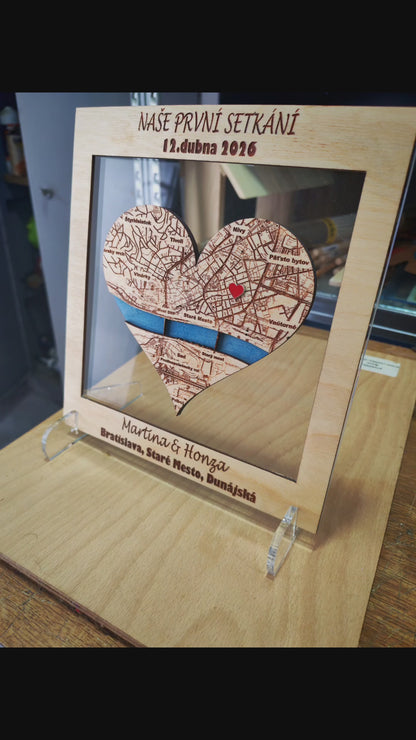 3D Dřevěná mapa vzpomínek na míru: Váš příběh ve dřevě