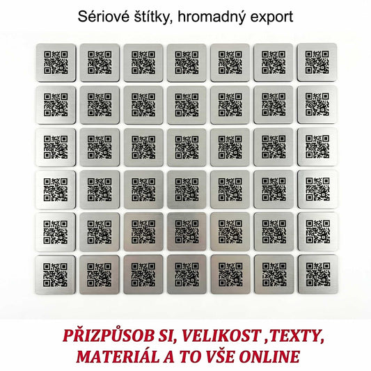 Identifikační štítky s unikátními QR kódy – Stříbrný broušený hliník/plast