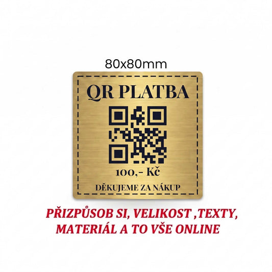 Informační piktogram QR platba - s vlastním textem hned online