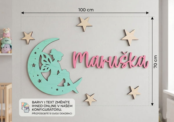 Dřevěná sada na zeď Víla - texty, barvy na přání změna online